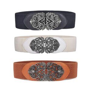 3619 3 Pack Womens Vintage Wide Elastic Stretch Waist Belt